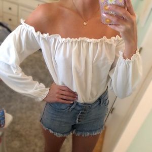 BOOHOO Off the Shoulder Woven Bodysuit